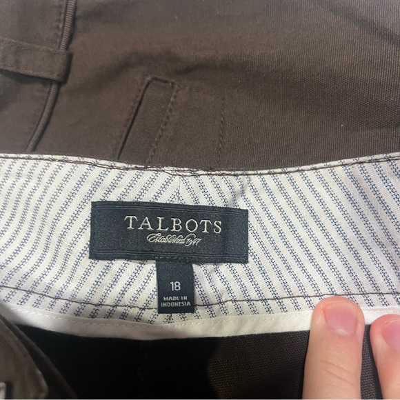 Talbots Signature Wide Leg Ankle Pants Cropped Brown Size 18 Careerwear Office - Picture 7 of 9